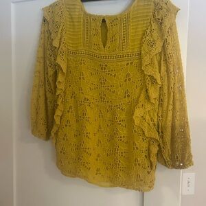 Elegant Mustard Lace Blouse